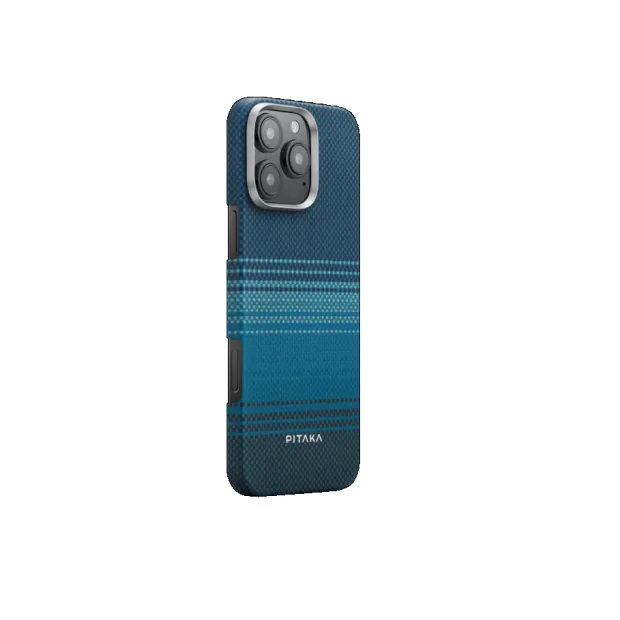 Husa Spate Pitaka Tactile Woven MagEz Aramid pentru iPhone 16 Pro Albastru