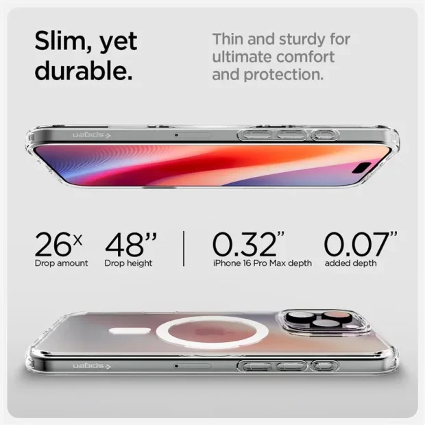 Husa hard Spigen Ultra Hybrid T MagSafe pentru iPhone 16 Pro Max, Alb