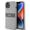 Husa PU DKNY cu model dungi pentru iPhone 14 Bej