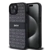 Husa PU DKNY cu model dungi pentru iPhone 15 Negru