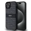 Husa PU DKNY cu model dungi pentru iPhone 15 Plus Negru