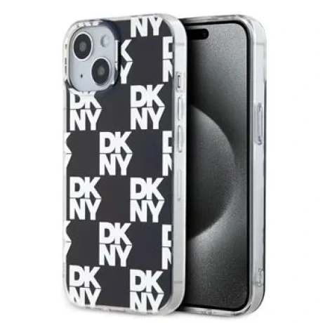 Husa Spate DKNY PC/TPU cu model carouri pentru iPhone 15 Negru