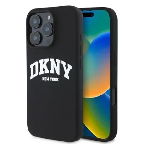 Husa Spate DKNY silicon logo MagSafe pentru iPhone 16 Pro Negru