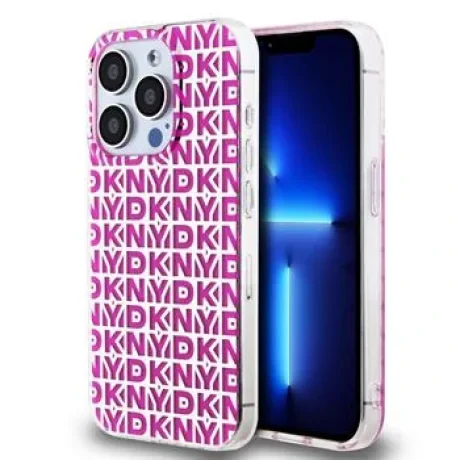 Husa Spate DKNY PC/TPU cu model carouri pentru iPhone 15 Pro Roz