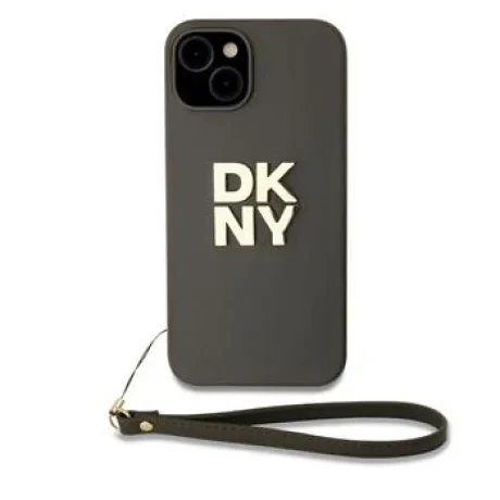 Husa Spate PU DKNY cu cureaua pentru iPhone 15 Maro