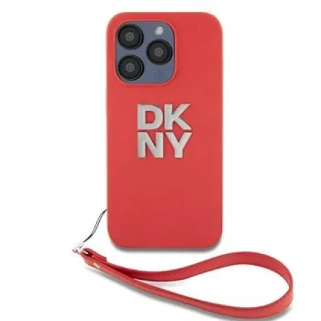 Husa Spate PU DKNY cu cureaua pentru iPhone 14 Pro Max Rosu