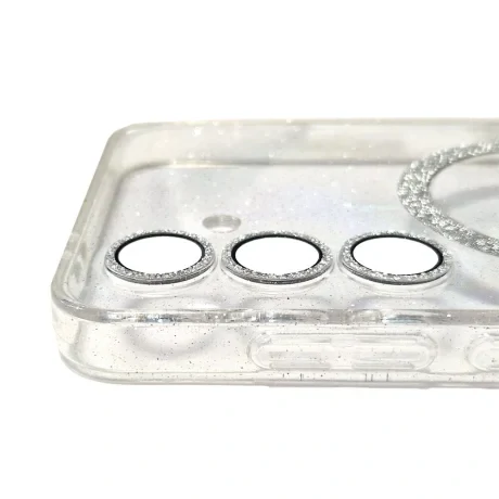 Husa Spate Glitter MagSafe pentru Samsung Galaxy S24 FE, Transparent