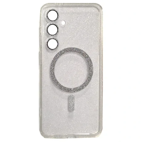 Husa Spate Glitter MagSafe pentru Samsung Galaxy S24 FE, Transparent