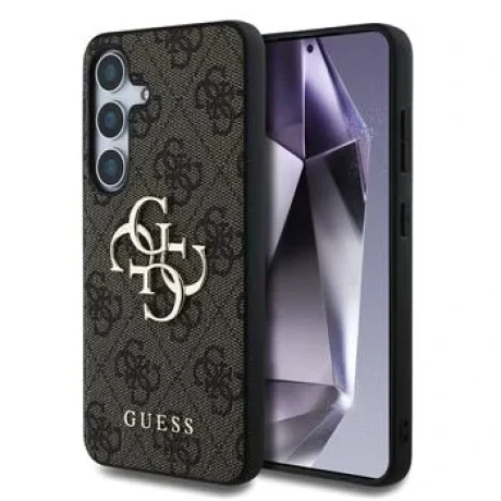 Husa Guess PU 4G Metal Logo pentru Samsung Galaxy S25, Maro