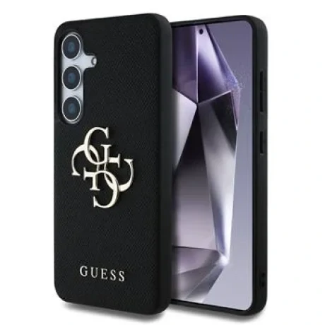 Husa Guess PU Grained 4G Metal Logo pentru Samsung Galaxy S25 Plus, Negru