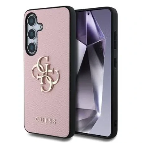 Husa Guess PU Grained 4G Metal Logo pentru Samsung Galaxy S25 Plus, Roz