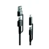 Cablu Date Swissten Kevlar 4in1 USB-A + USB-C/Lightning + USB-C 60W 3A 1.5m Gri