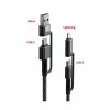 Cablu Date Swissten Kevlar 4in1 USB-A + USB-C/Lightning + USB-C 60W 3A 1.5m Gri