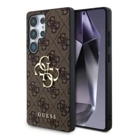 Husa Guess PU 4G Metal Logo pentru Samsung Galaxy S25 Ultra, Maro