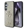 Husa Guess PU Fixed Glitter 4G Metal Logo pentru Samsung Galaxy S25, Auriu