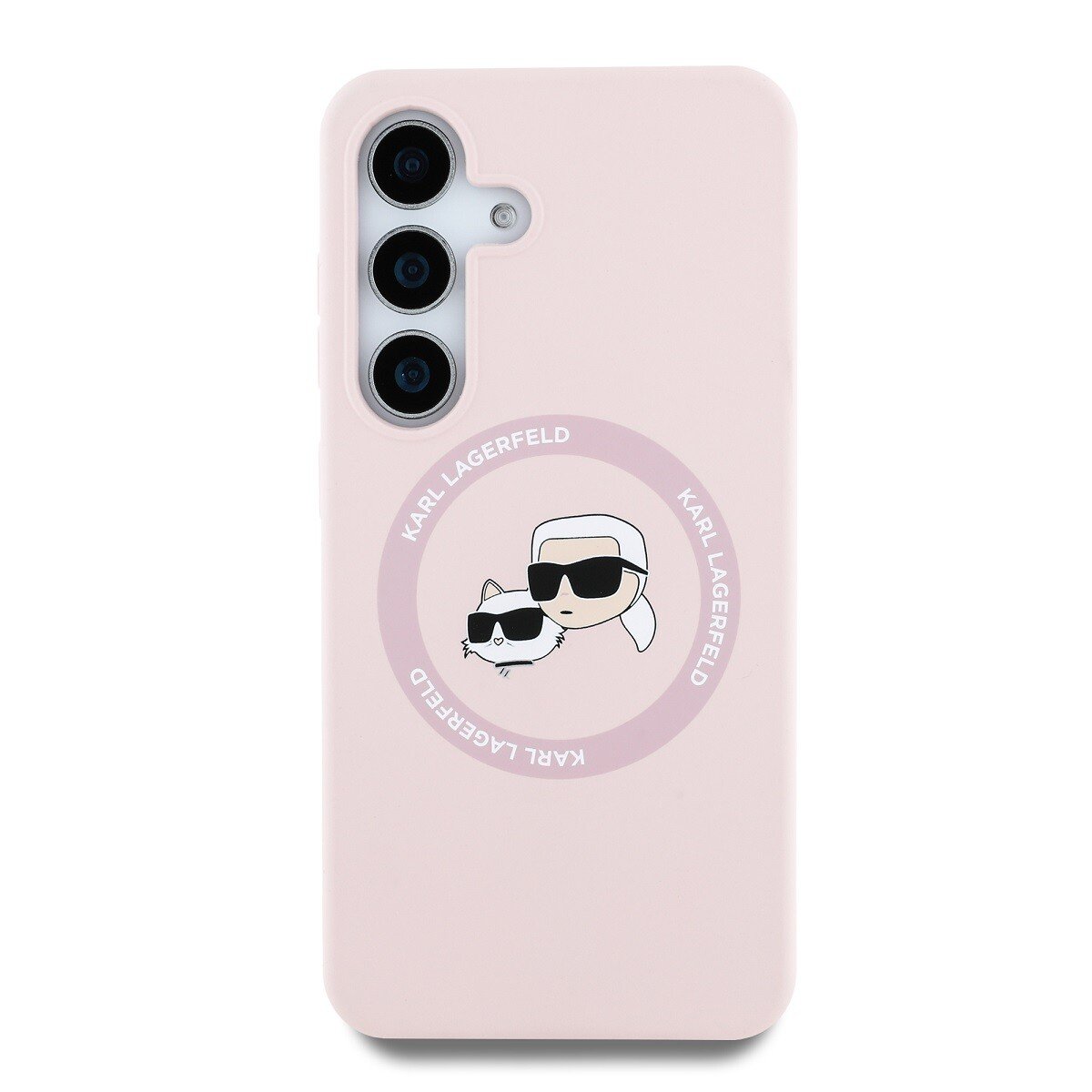 Husa Karl Lagerfeld Liquid Silicone K&CH Heads MagSafe pentru Samsung Galaxy S25, Roz thumb