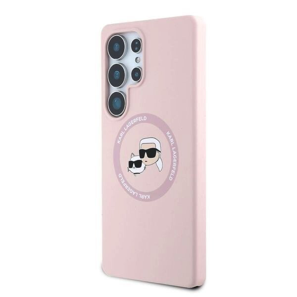 Karl Lagerfeld Liquid Silicone K&CH Heads MagSafe pentru Samsung Galaxy S25 Ultra Roz thumb