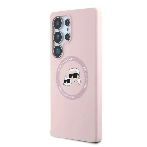 Karl Lagerfeld Liquid Silicone K&amp;CH Heads MagSafe pentru Samsung Galaxy S25 Ultra Roz