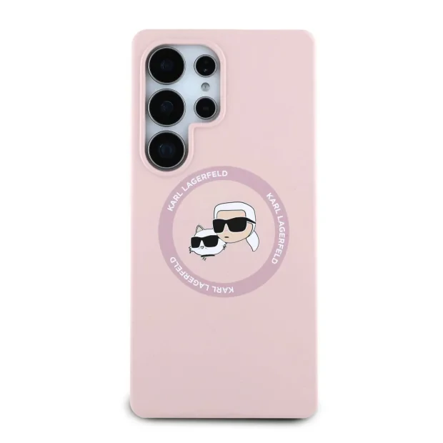 Karl Lagerfeld Liquid Silicone K&amp;CH Heads MagSafe pentru Samsung Galaxy S25 Ultra Roz