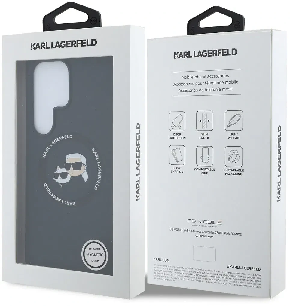 Husa Karl Lagerfeld Liquid Silicone K&CH Heads MagSafe pentru Samsung Galaxy S25 Ultra, Negru thumb