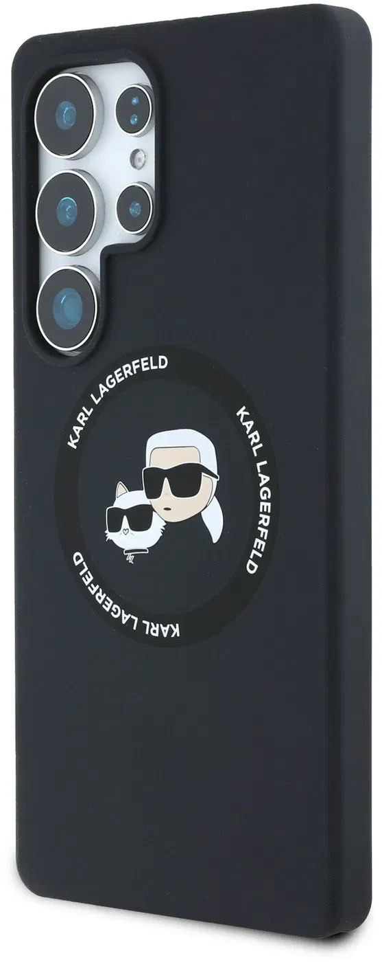 Husa Karl Lagerfeld Liquid Silicone K&CH Heads MagSafe pentru Samsung Galaxy S25 Ultra, Negru thumb