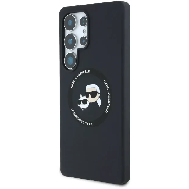 Husa Karl Lagerfeld Liquid Silicone K&amp;CH Heads MagSafe pentru Samsung Galaxy S25 Ultra, Negru