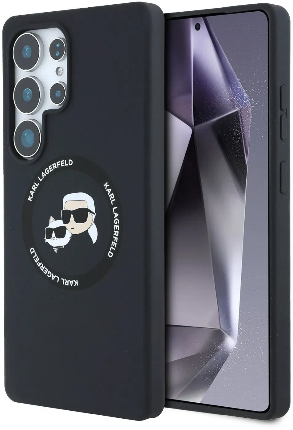 Husa Karl Lagerfeld Liquid Silicone K&CH Heads MagSafe pentru Samsung Galaxy S25 Ultra, Negru thumb
