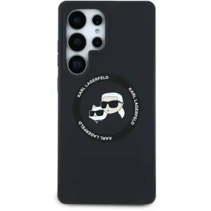 Husa Karl Lagerfeld Liquid Silicone K&amp;CH Heads MagSafe pentru Samsung Galaxy S25 Ultra, Negru