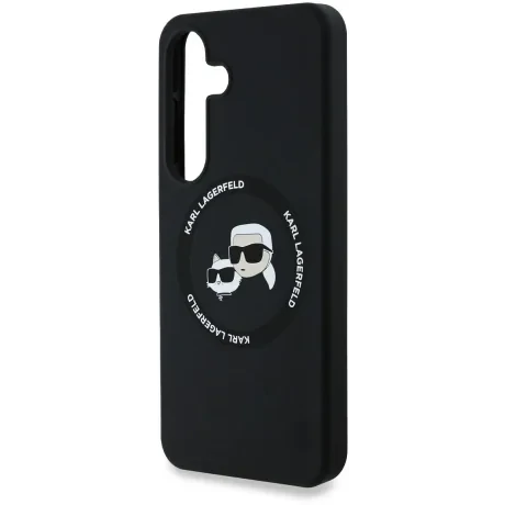 Husa Spate Karl Lagerfeld Liquid Silicone K&amp;CH Heads MagSafe pentru Samsung Galaxy S25 KLHMS25SSKCHTCK Negru