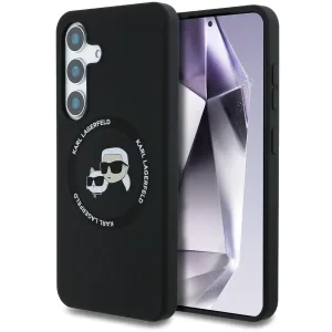 Husa Spate Karl Lagerfeld Liquid Silicone K&amp;CH Heads MagSafe pentru Samsung Galaxy S25 KLHMS25SSKCHTCK Negru