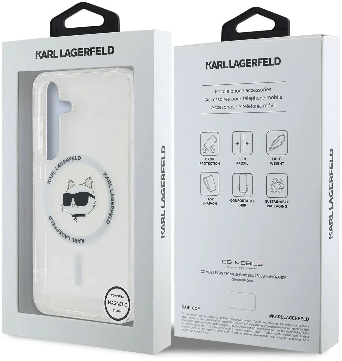 Karl Lagerfeld IML Choupette Head MagSafe pentru  Samsung Galaxy S25 Transparent thumb