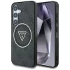 Husa Guess IML 4G Glitter and Triangle Logo MagSafe pentru  Samsung Galaxy S25 Negru