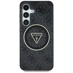 Husa Guess IML 4G Glitter and Triangle Logo MagSafe pentru  Samsung Galaxy S25 Negru
