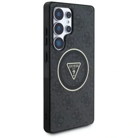 Husa Guess IML 4G Glitter and Triangle Logo MagSafe pentru Samsung Galaxy S25 Ultra Negru