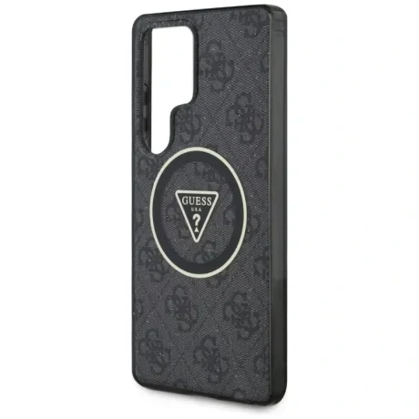 Husa Guess IML 4G Glitter and Triangle Logo MagSafe pentru Samsung Galaxy S25 Ultra Negru