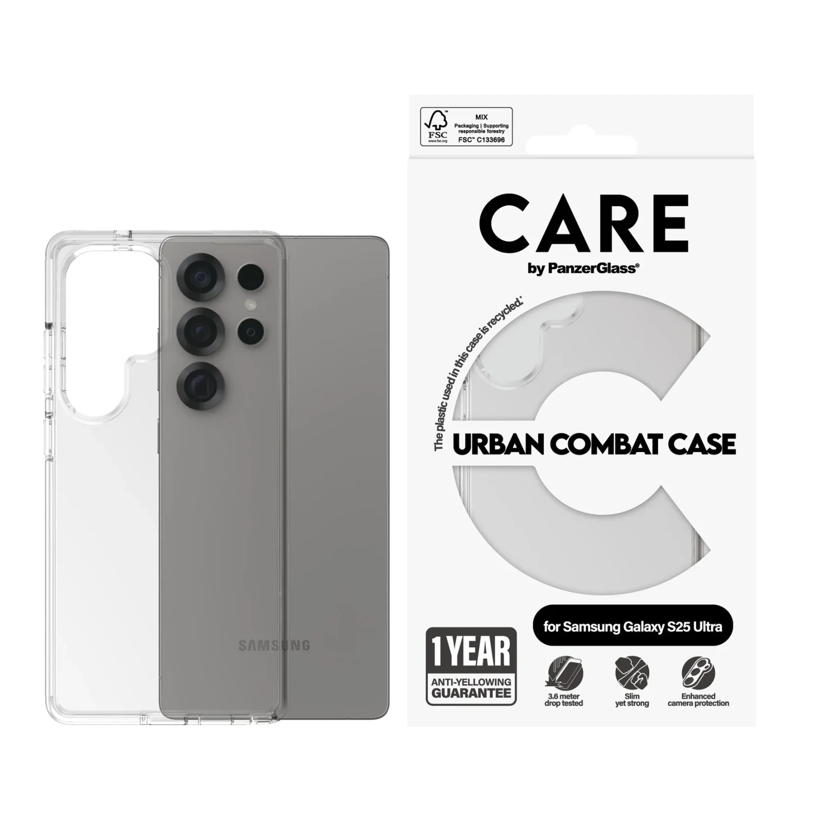Husa Spate PanzerGlass Hard Care Urban Combat pentru Samsung Galaxy S25 Ultra Transparent thumb
