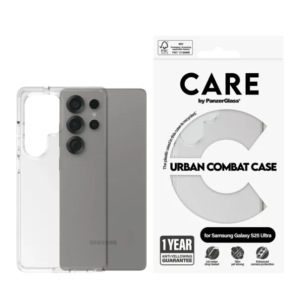 Husa Spate PanzerGlass Hard Care Urban Combat pentru Samsung Galaxy S25 Ultra Transparent