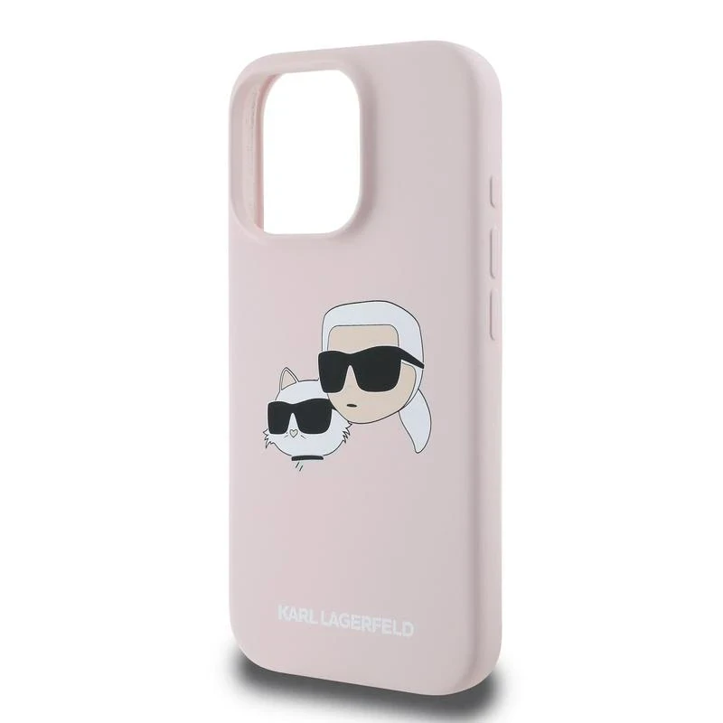 Husa Spate Karl Lagerfeld Liquid Silicone Double Heads MagSafe pentru iPhone 16 Pro KLHMP16LSKCHPPLP Roz thumb
