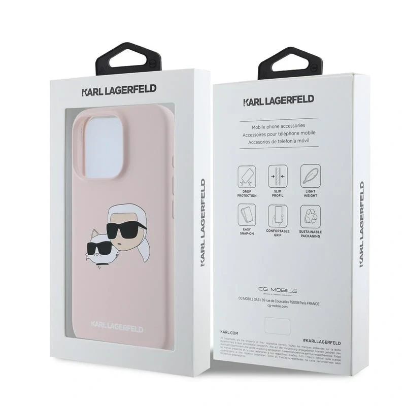 Husa Spate Karl Lagerfeld Liquid Silicone Double Heads MagSafe pentru iPhone 16 Pro KLHMP16LSKCHPPLP Roz thumb