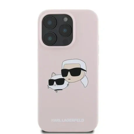 Husa Spate Karl Lagerfeld Liquid Silicone Double Heads MagSafe pentru iPhone 16 Pro KLHMP16LSKCHPPLP Roz