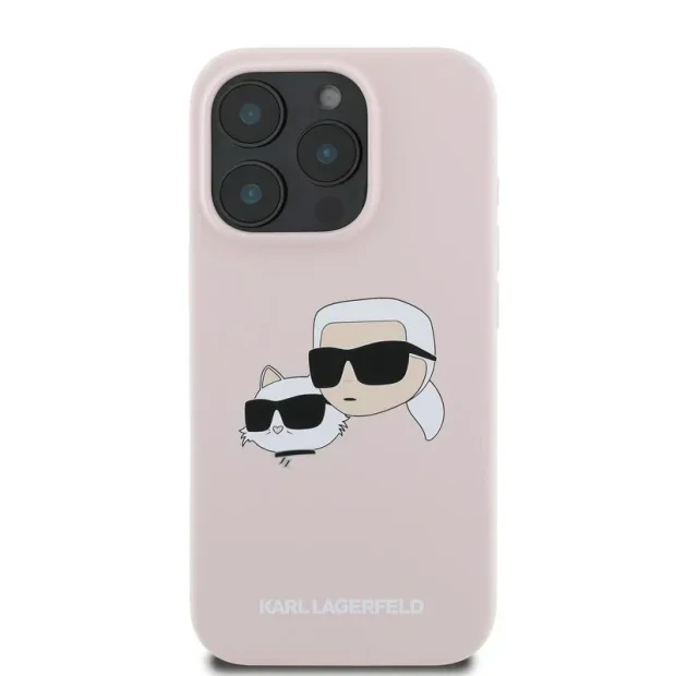 Husa Spate Karl Lagerfeld Liquid Silicone Double Heads MagSafe pentru iPhone 16 Pro KLHMP16LSKCHPPLP Roz