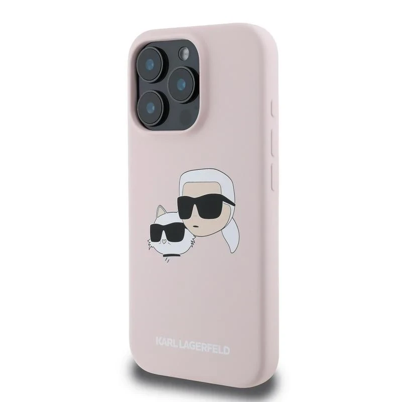 Husa Spate Karl Lagerfeld Liquid Silicone Double Heads MagSafe pentru iPhone 16 Pro KLHMP16LSKCHPPLP Roz thumb