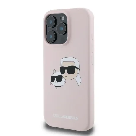 Husa Spate Karl Lagerfeld Liquid Silicone Double Heads MagSafe pentru iPhone 16 Pro KLHMP16LSKCHPPLP Roz