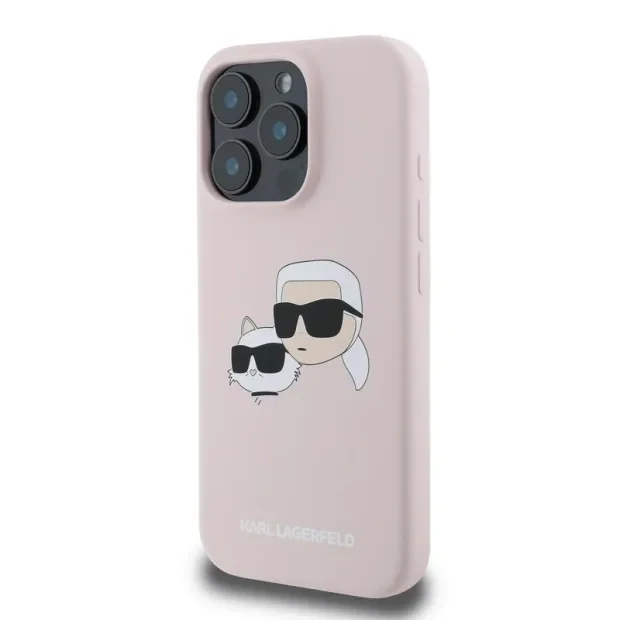 Husa Spate Karl Lagerfeld Liquid Silicone Double Heads MagSafe pentru iPhone 16 Pro KLHMP16LSKCHPPLP Roz