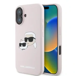 Husa Spate Karl Lagerfeld Liquid Silicone Double Heads MagSafe pentru iPhone 16 KLHMP16SSKCHPPLP Roz