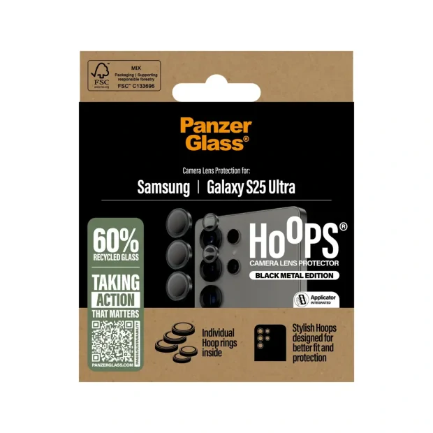 Folie Sticla Camera PanzerGlass Hoops pentru Samsung Galaxy S25  Ultra Negru