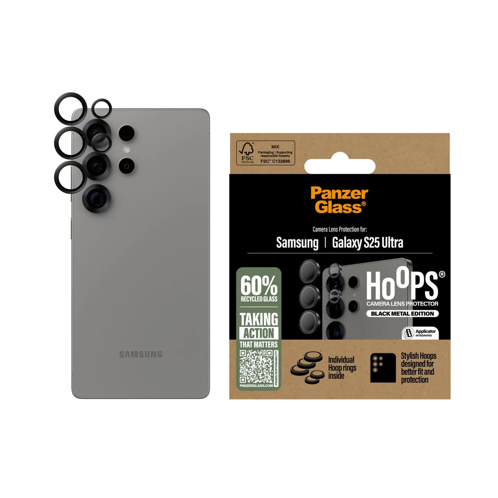 Folie Sticla Camera PanzerGlass Hoops pentru Samsung Galaxy S25  Ultra Negru thumb