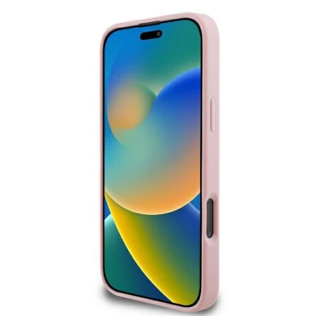 Husa Spate Guess PU Fixed Glitter 4G Metal Logo pentru iPhone 16 Pro Roz