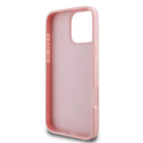 Husa Spate Guess PU Fixed Glitter 4G Metal Logo pentru iPhone 16 Pro Roz