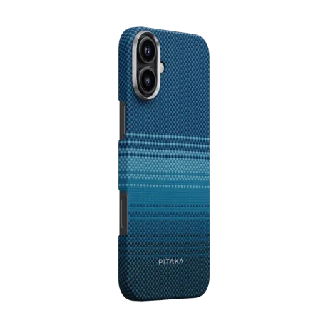 Husa Spate Pitaka Hard MagEZ Tactile Woven Aramid pentru iPhone 16 KI1601M Albastru